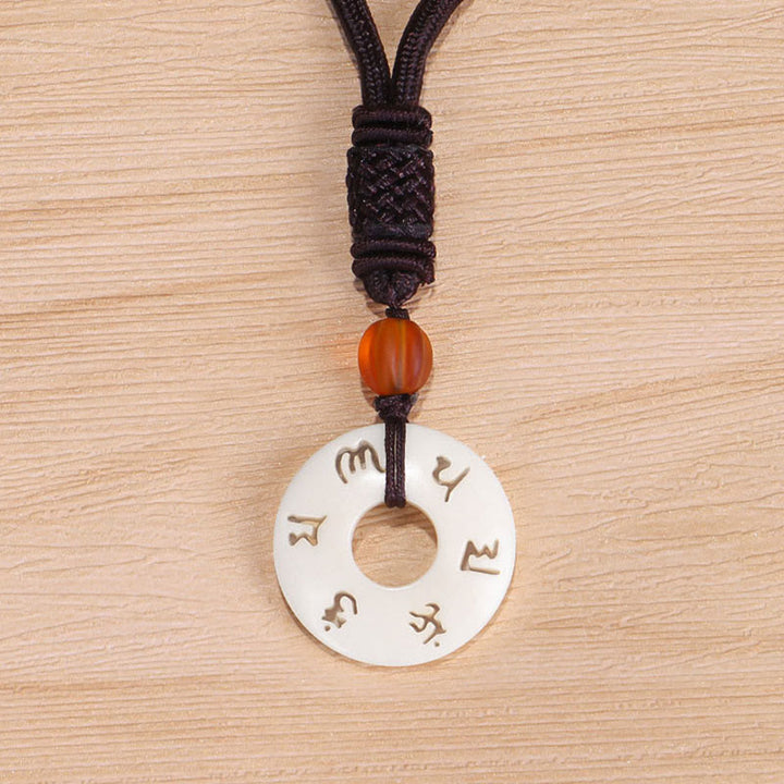 Buddha Stones Ivory Fruit Om Mani Padme Hum Engraved Protection Necklace Pendant - image 7