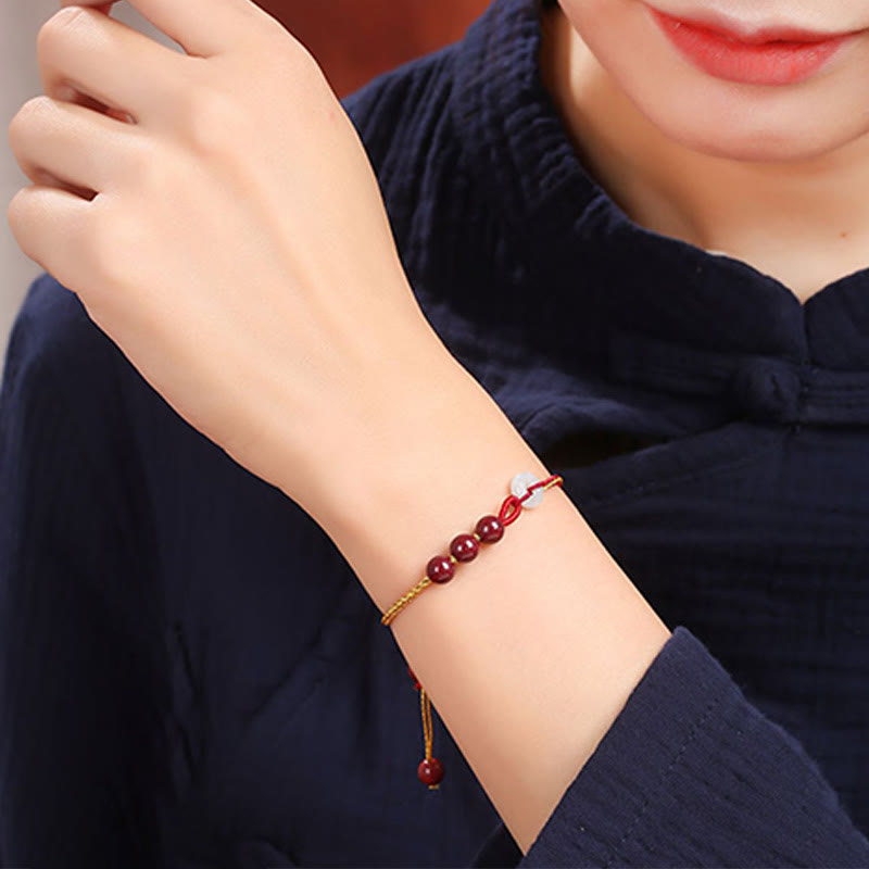 Buddha Stones Natural Cinnabar Jade Peace Buckle Blessing Bracelet - image 23
