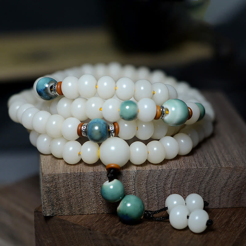 Buddha Stones 108 Mala Beads Bodhi Seed Keep Away Evil Spirits Calm Bracelet - 8*10mm - image 5