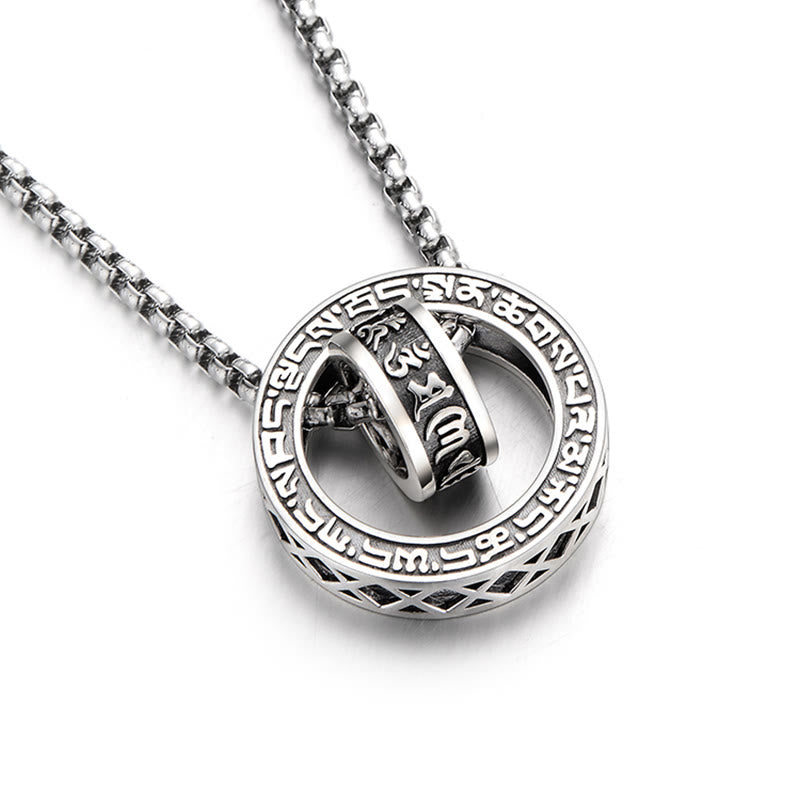 Buddha Stones Tibetan Om Mani Padme Hum Carved Peace Purity Chain Necklace Pendant - image 3