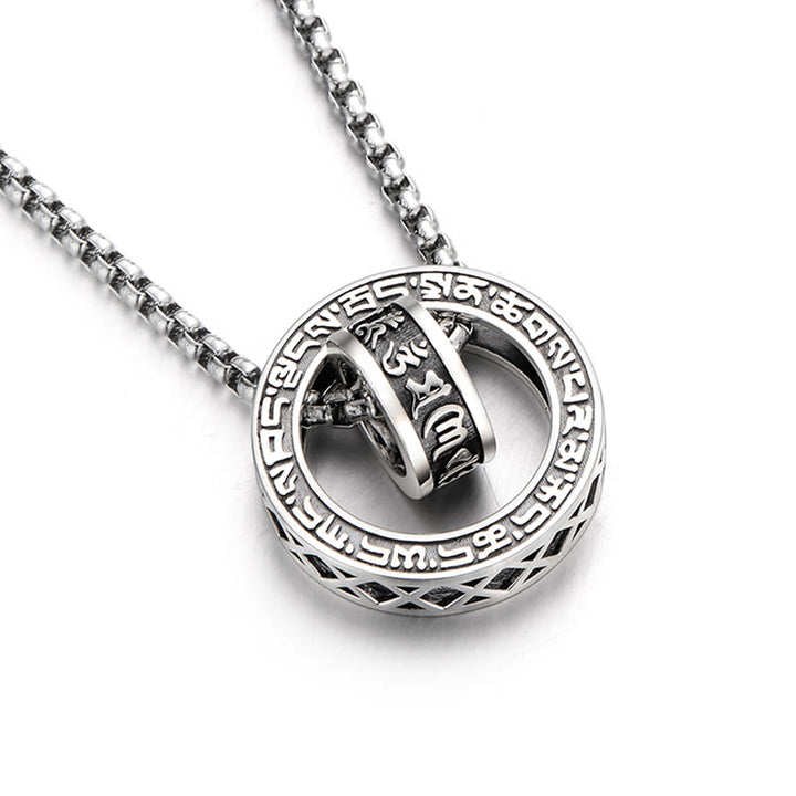 Buddha Stones Tibetan Om Mani Padme Hum Carved Peace Purity Chain Necklace Pendant - image 3