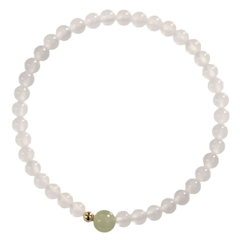 Buddha Stones Natural White Agate Jade Luck Protection Bracelet - image 7