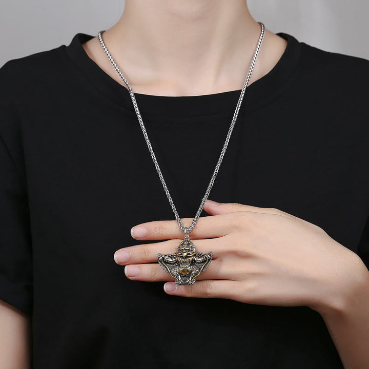 Buddha Stones Tibet Garuda Bird Copper Protection Necklace Pendant - image 4