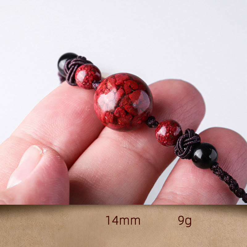 Buddha Stones Natural Cinnabar Stones Bead Blessing Necklace Pendant - image 1