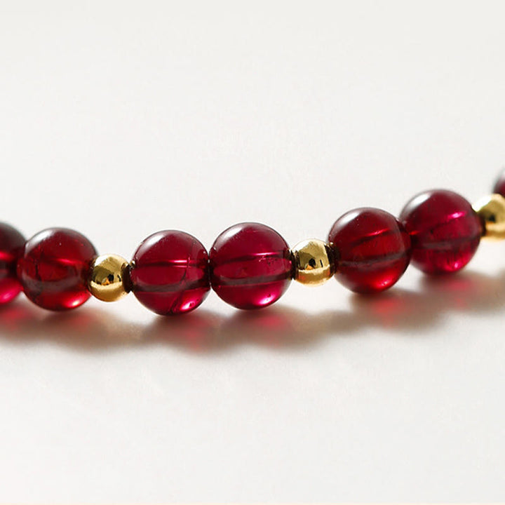 Buddha Stones 14K Gold Natural Garnet Cinnabar Flower Calm Bracelet - image 7
