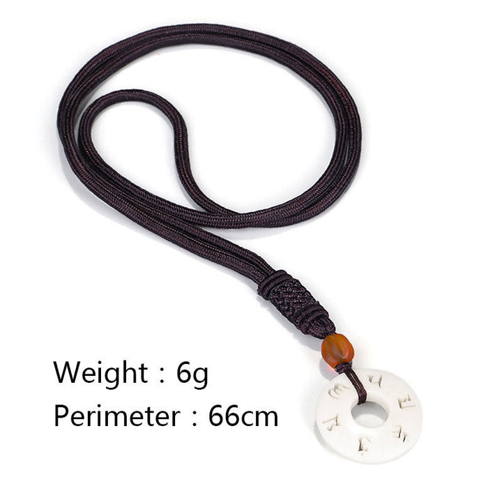 Buddha Stones Ivory Fruit Om Mani Padme Hum Engraved Protection Necklace Pendant - image 8