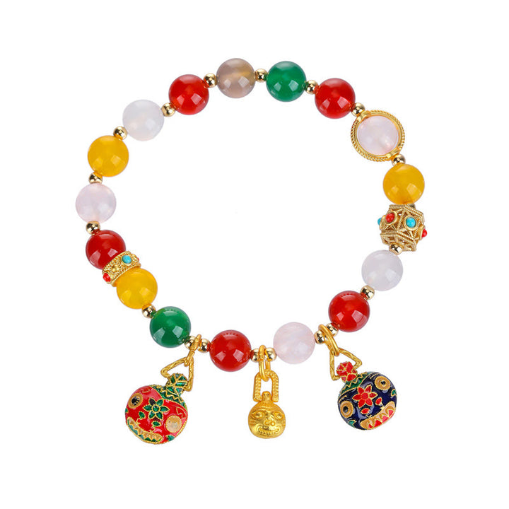 Buddha Stones Gold Swallowing Beast Family Various Agate Crystal Success Bracelet - image 8