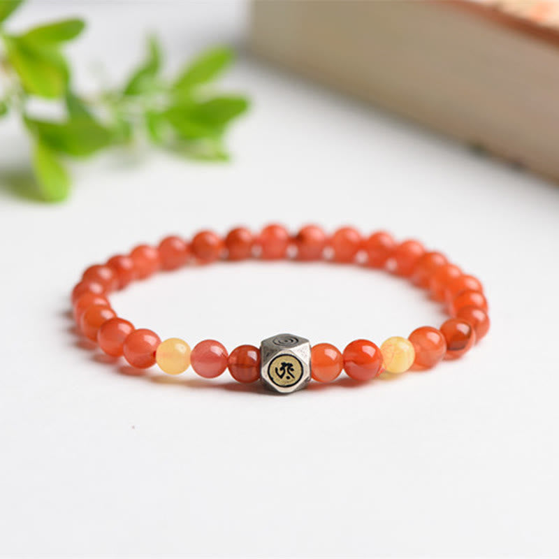 Buddha Stones 925 Sterling Silver Chinese Zodiac Natal Buddha Amulet Red Agate Amber Self-acceptance Bracelet - image 1