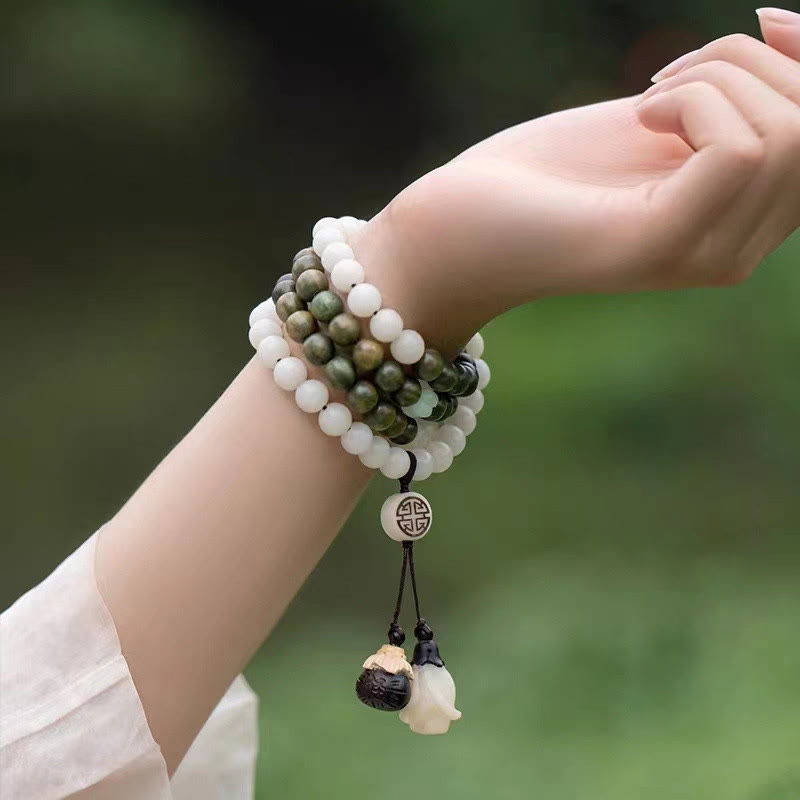 Buddha Stones Natural Green Sandalwood Bodhi Seed Soothing Bracelet - image 5