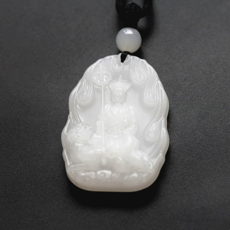 Buddha Stones Ksitigarbha Buddha Liuli Crystal Serenity Amulet Necklace Pendant - White Ksitigarbha - image 3