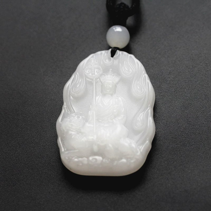 Buddha Stones Ksitigarbha Buddha Liuli Crystal Serenity Amulet Necklace Pendant - White Ksitigarbha - image 3