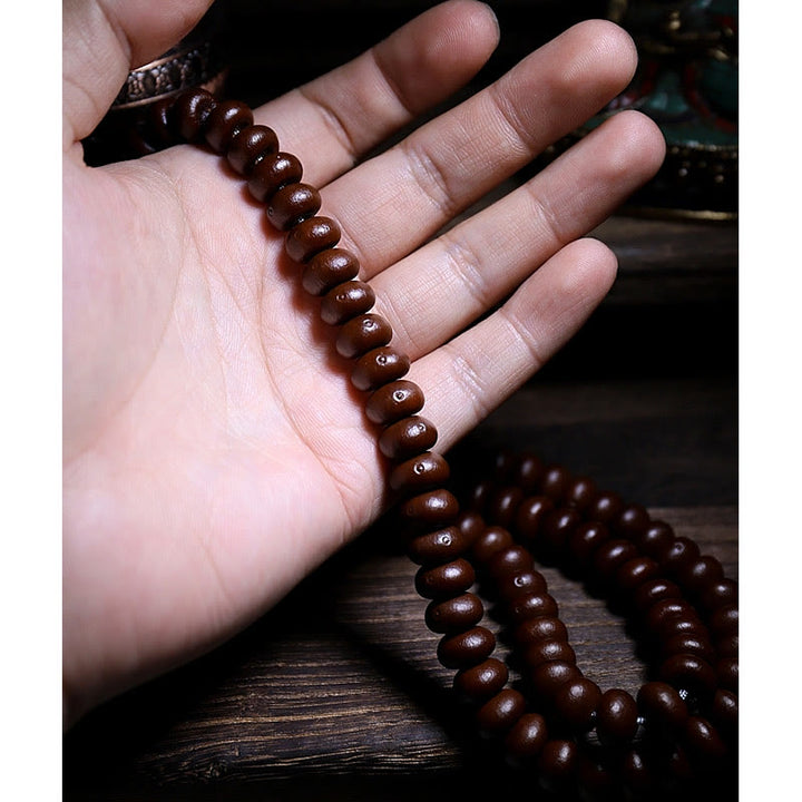 Buddha Stones Natural Tibet 108 Mala Beads Purple Bodhi Seed Three-eyed Dzi Bead Copper Dorje Harmony Bracelet - image 20