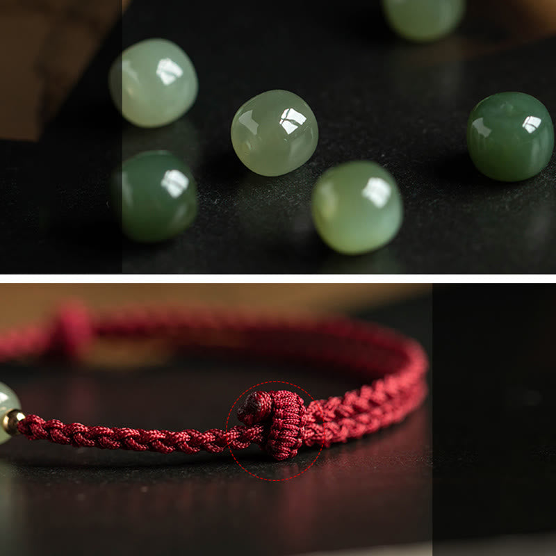 Buddha Stones Natural Cinnabar Chinese Zodiac Hetian Jade Fu Character Luck Rope Bracelet - image 22