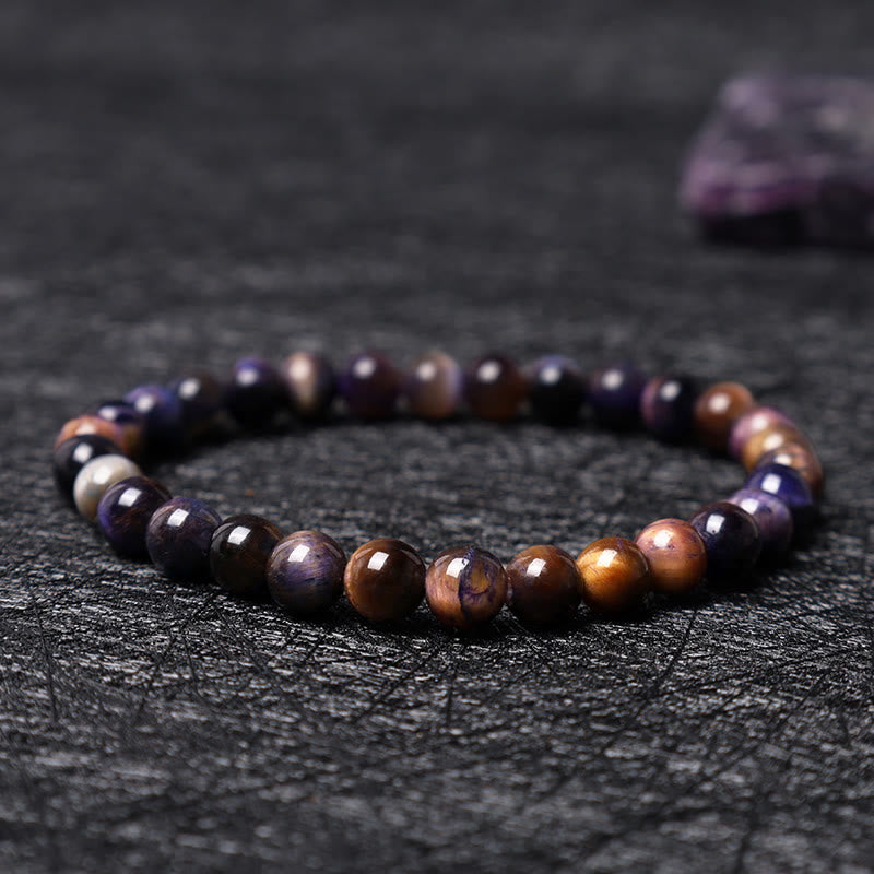 Buddha Stones Natural Purple Tiger Eye Protection Strength Bracelet - 6mm - image 12