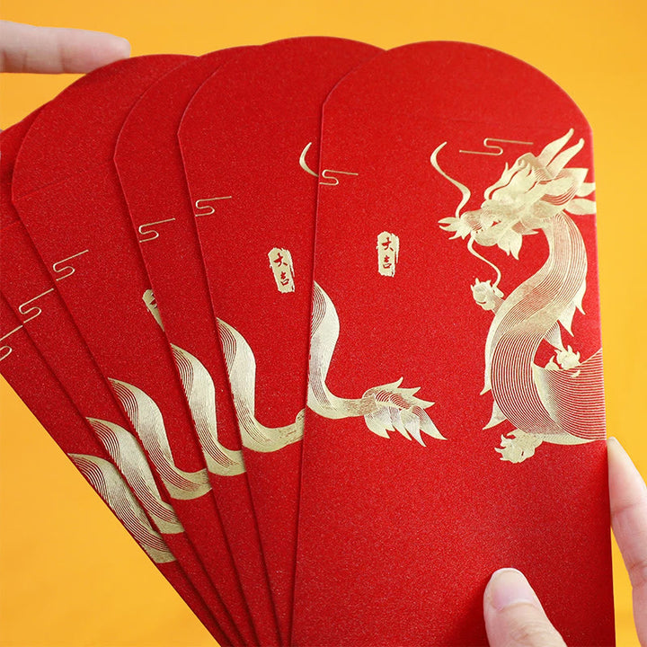 Buddha Stones 6Pcs Chinese Red Envelope Year of the Dragon Lucky Money Envelopes 2024 Chinese New Year Dragon Year Envelope - Auspicious Dragon(16.5*9cm) - image 6