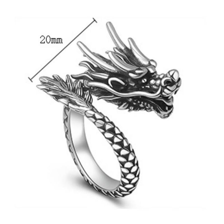 Buddha Stones 990 Sterling Silver Vintage Dragon Design Luck Protection Strength Adjustable Ring - image 10