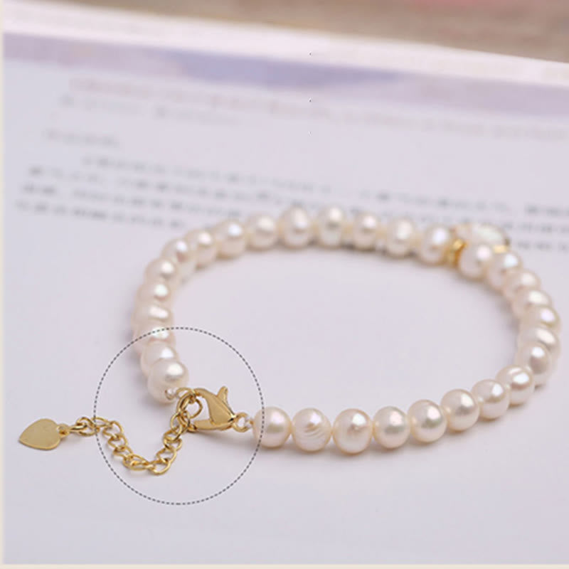 Buddha Stones 14K Gold Plated Natural Pearl Crystal Shell Charm Bead Bracelet - image 12