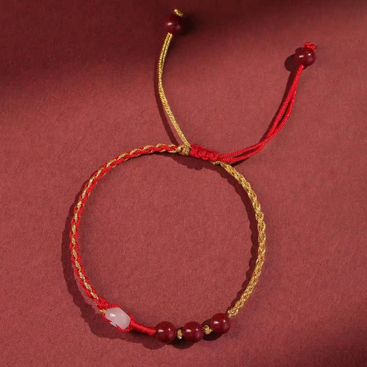 Buddha Stones Natural Cinnabar Jade Peace Buckle Blessing Bracelet - image 11