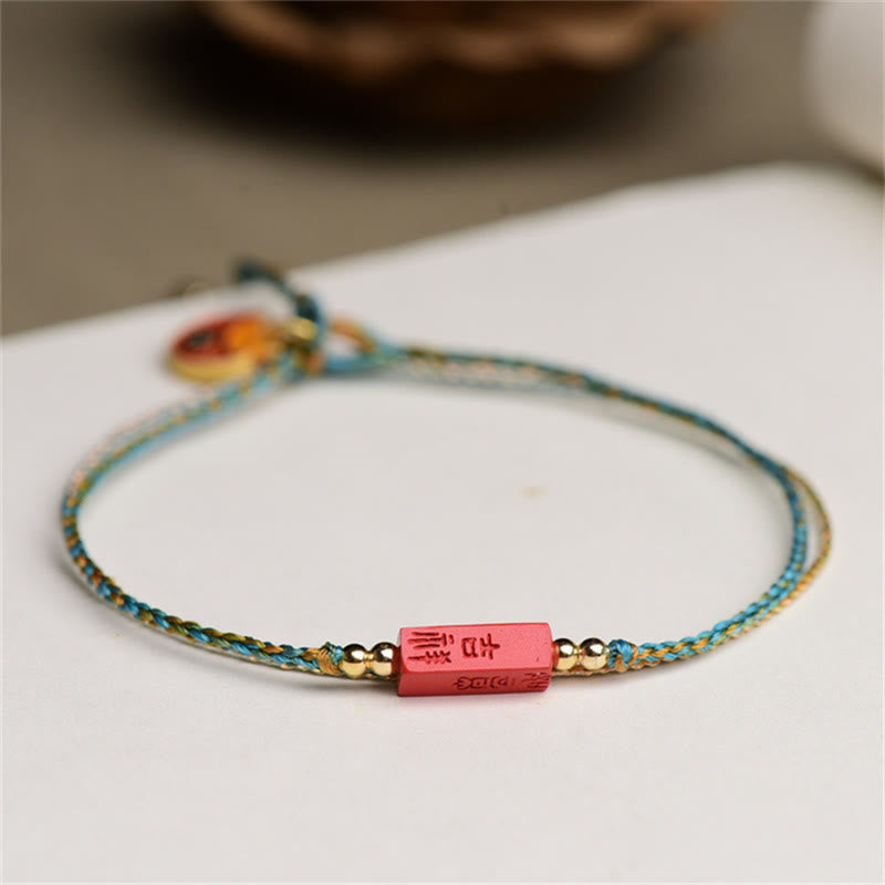 Buddha Stones Handmade Cinnabar As One Wishes Blessing Braid Double Layer Bracelet - image 2