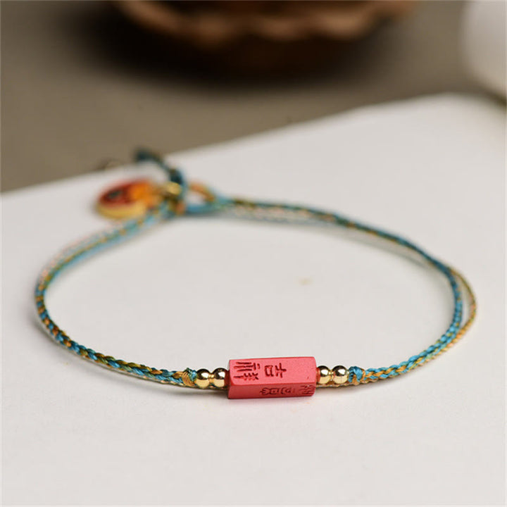 Buddha Stones Handmade Cinnabar As One Wishes Blessing Braid Double Layer Bracelet - image 2