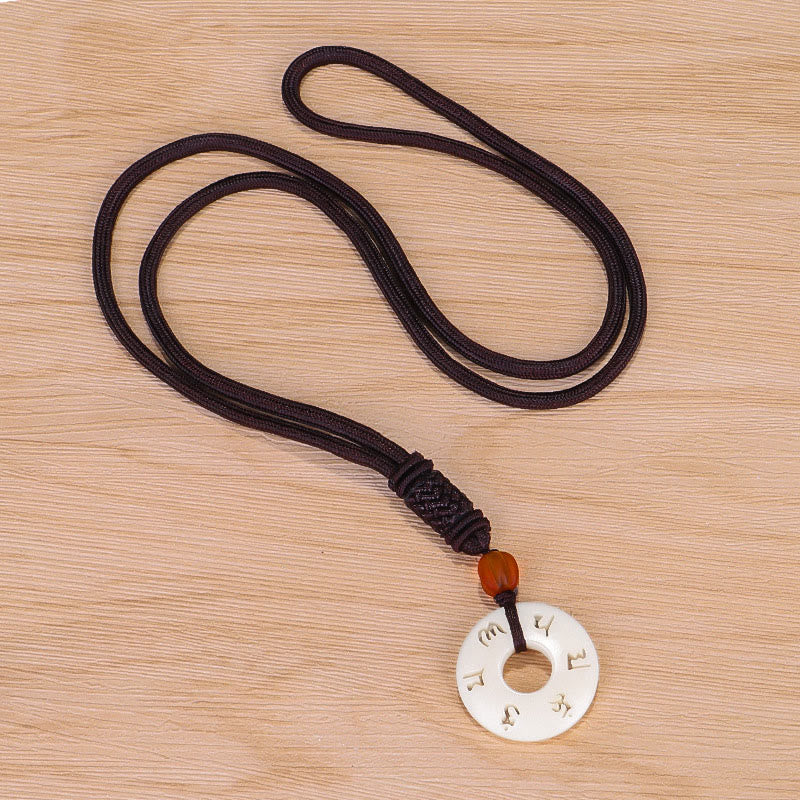 Buddha Stones Ivory Fruit Om Mani Padme Hum Engraved Protection Necklace Pendant - image 3