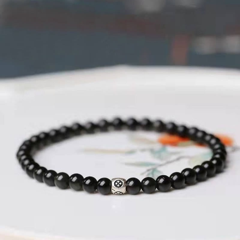 Buddha Stones Natural Black Obsidian Smoky Quartz Purification Strength Bracelet - 6mm - Black Obsidian - 17-19cm - image 0