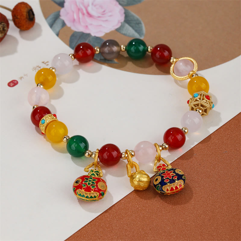 Buddha Stones Gold Swallowing Beast Family Various Agate Crystal Success Bracelet - image 3