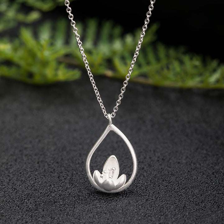 Buddha Stones 925 Sterling Silver Lotus Flower Floral Enlightenment Necklace Pendant - LOTUS(Enlightenment♥New Beginning) - image 0