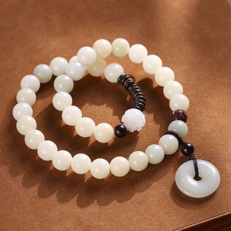 Buddha Stones Bodhi Seed Green Sandalwood Lotus Peace Buckle Harmony Double Wrap Bracelet - Bodhi Seed - image 12