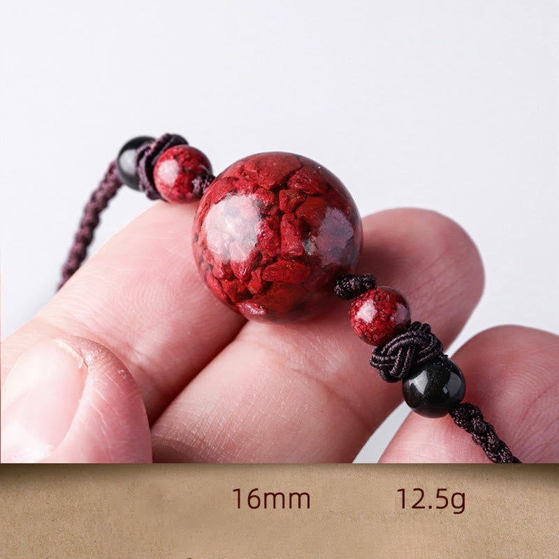 Buddha Stones Natural Cinnabar Stones Bead Blessing Necklace Pendant - 16mm - image 4