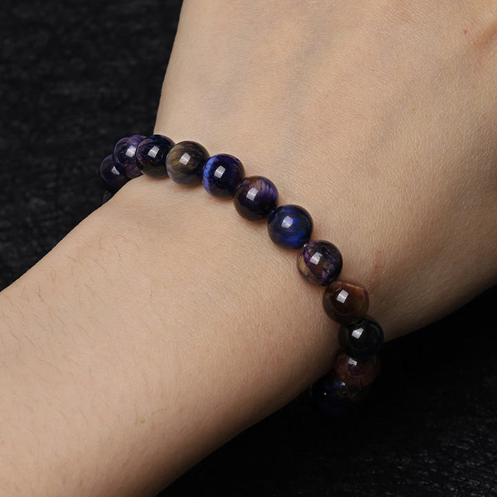 Buddha Stones Natural Purple Tiger Eye Protection Strength Bracelet - 10mm - image 14