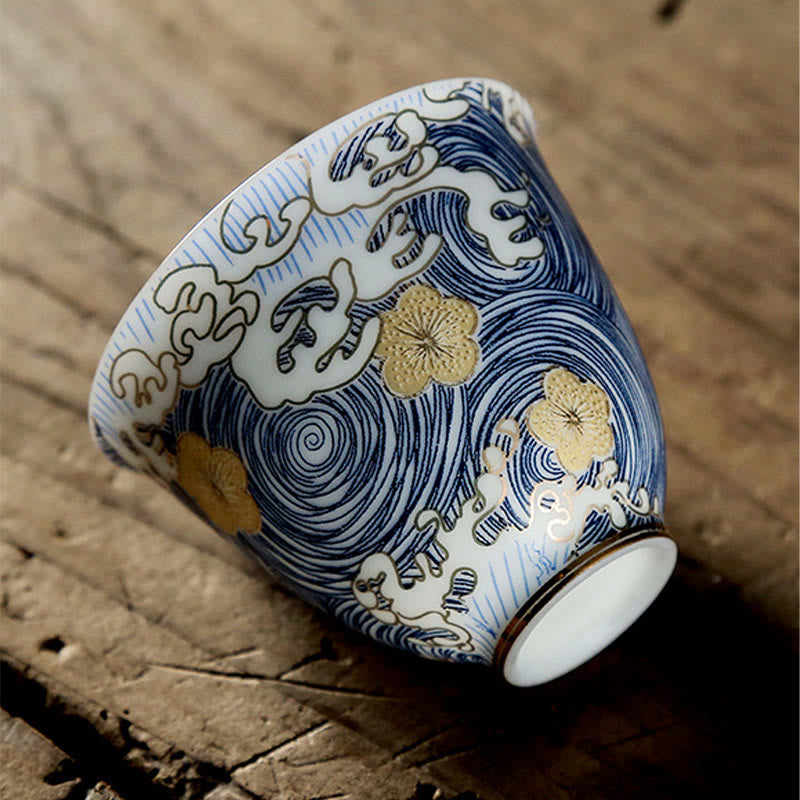 Buddha Stones Vintage Ocean Sea Waves Ceramic Teacup Tea Cups - image 5