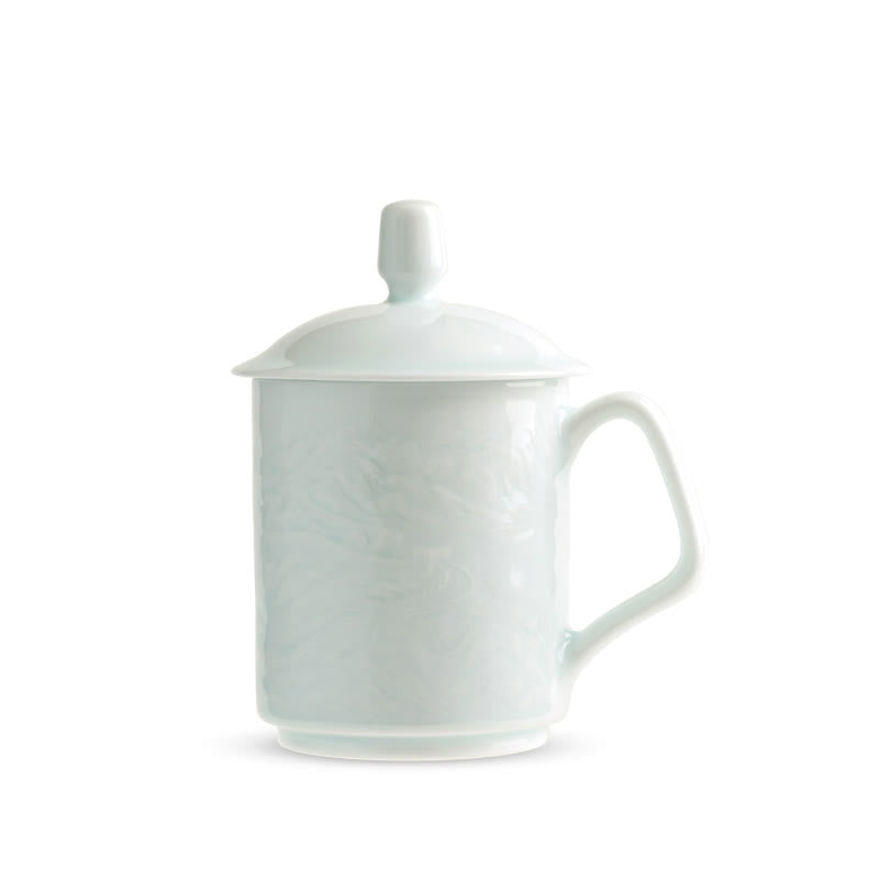 Buddha Stones Jingdezhen White Porcelain Handmade Great Wall Landscape Engraved Ceramic Teacup Office Mug Tea Cups - image 7