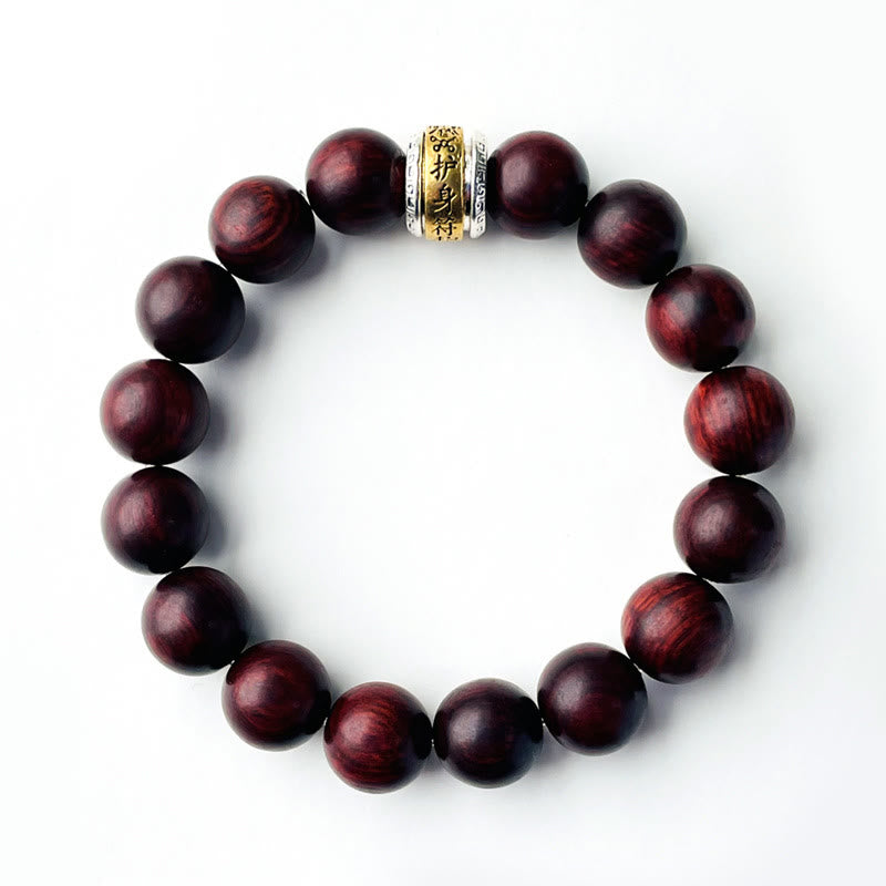 Buddha Stones Small Leaf Red Sandalwood Amulet Protection Bracelet - image 5