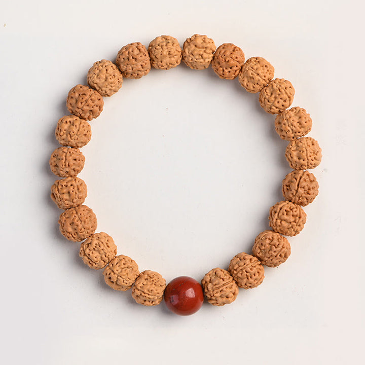 Buddha Stones Tibet Rudraksha Bodhi Seed Wealth Auspiciousness Bracelet - Rhodochrosite - image 11