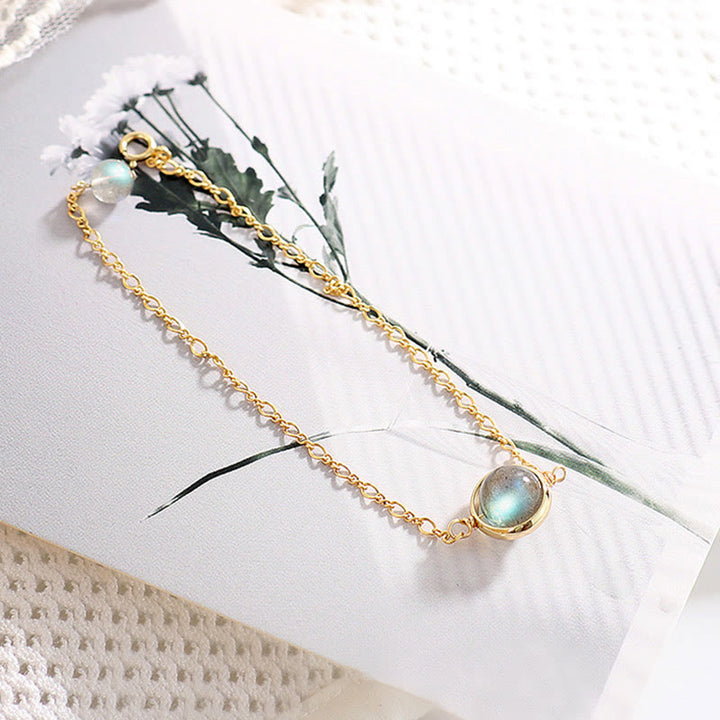 Buddha Stones 14k Gold Plated Natural Moonstone Healing Love Bracelet - image 9