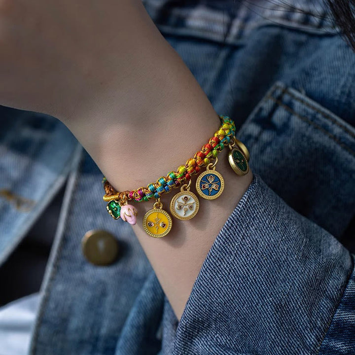 Buddha Stones Tibetan Colorful Rope Five God Of Wealth Luck Braid Bracelet - image 2