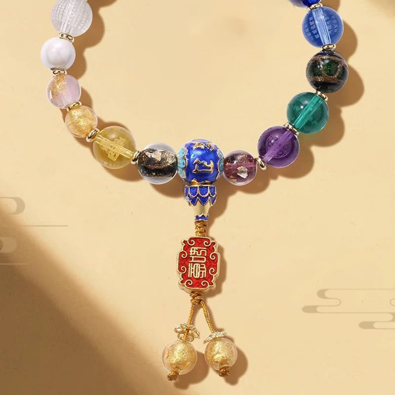 Buddha Stones Tibetan Colorful Incense Ash Liuli Glass Bead Om Mani Padme Hum Dorje Vajra 18 Beads Wrist Mala - image 2