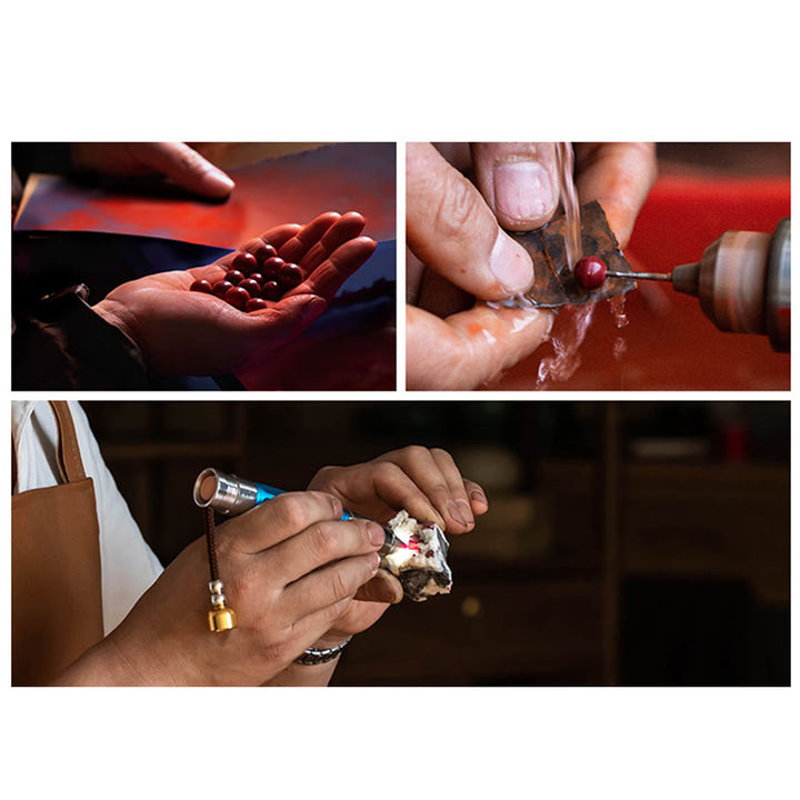 Buddha Stones Natural Cinnabar Chinese Zodiac Hetian Jade Fu Character Luck Rope Bracelet - image 27