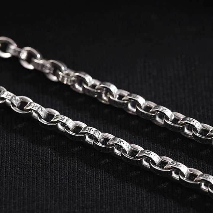 Buddha Stones 925 Sterling Silver Om Mani Padme Hum Carved Design Creativity Metal Bracelet - image 4