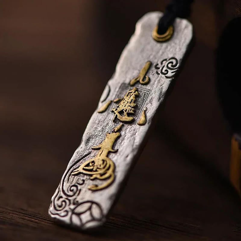 Buddha Stones Making A Fortune Chinese Character Copper Coin Wealth Necklace Pendant - image 1