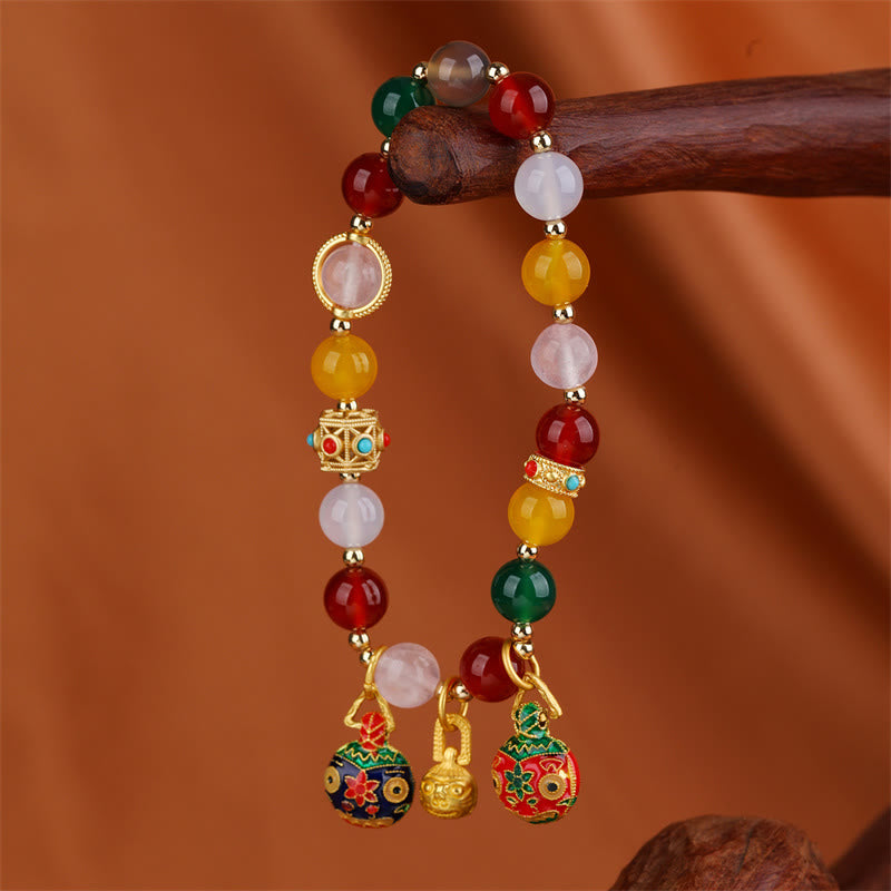 Buddha Stones Gold Swallowing Beast Family Various Agate Crystal Success Bracelet - Gold Swallowing Beast Family - image 0