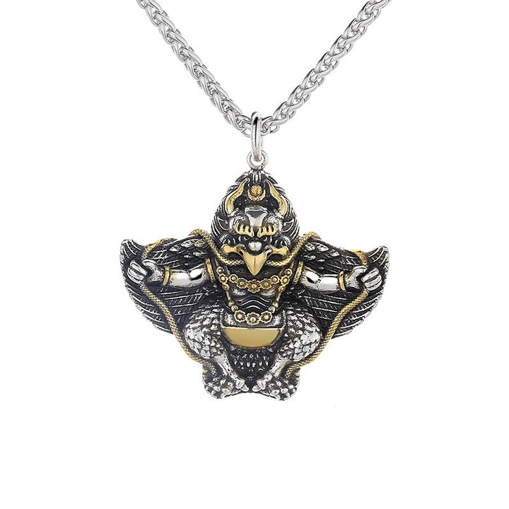 Buddha Stones Tibet Garuda Bird Copper Protection Necklace Pendant - image 3