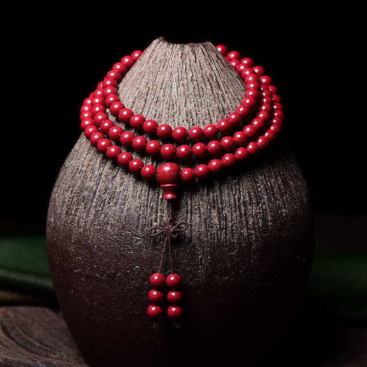 Buddha Stones 108 Mala Beads Cinnabar Om Mani Padme Hum Pattern Engraved Blessing Bracelet - image 18