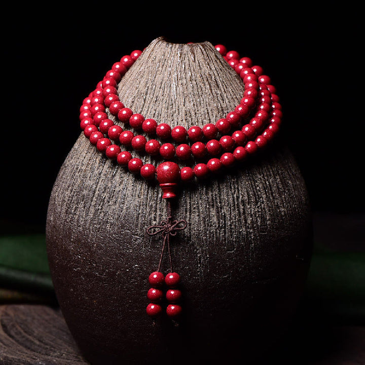 Buddha Stones 108 Mala Beads Cinnabar Om Mani Padme Hum Pattern Engraved Blessing Bracelet - image 18