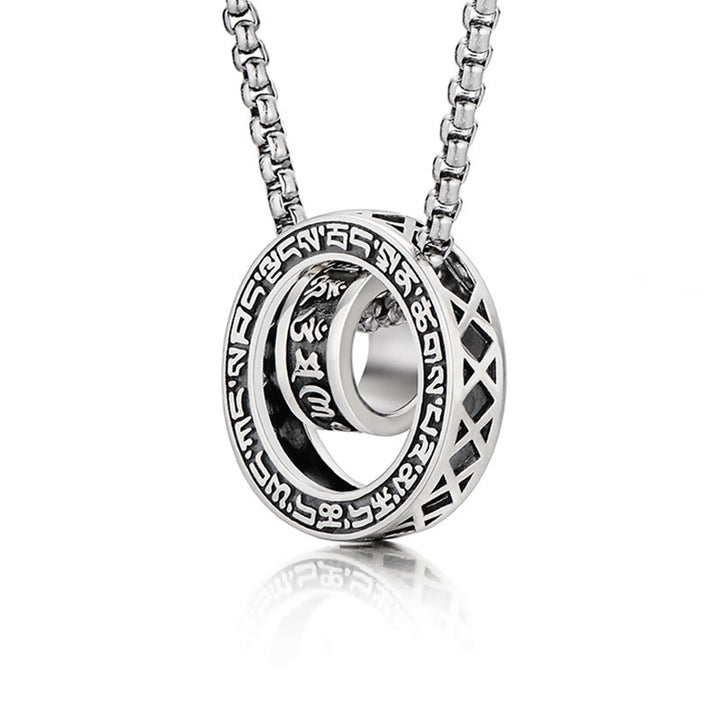 Buddha Stones Tibetan Om Mani Padme Hum Carved Peace Purity Chain Necklace Pendant - image 2