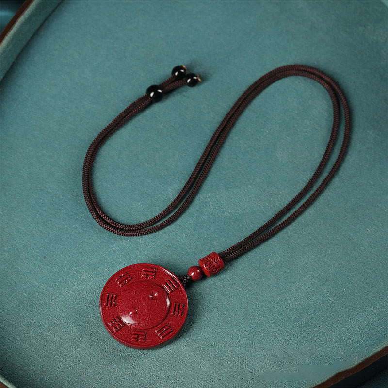 Buddha Stones Cinnabar Yin Yang Bagua Blessing Necklace Pendant - image 2