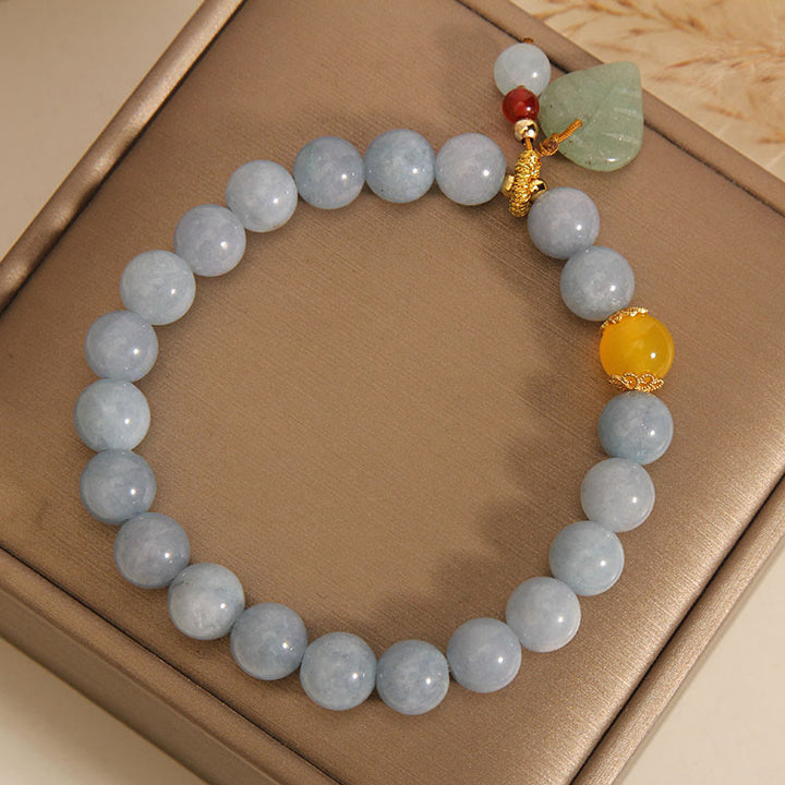 Buddha Stones Aquamarine Jade Leaf Healing Charm Bracelet - image 7
