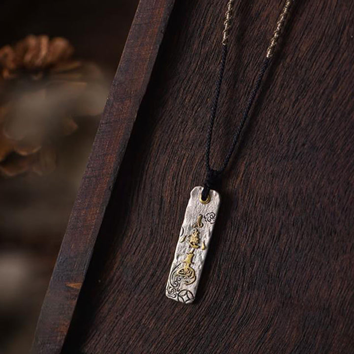 Buddha Stones Making A Fortune Chinese Character Copper Coin Wealth Necklace Pendant - image 3