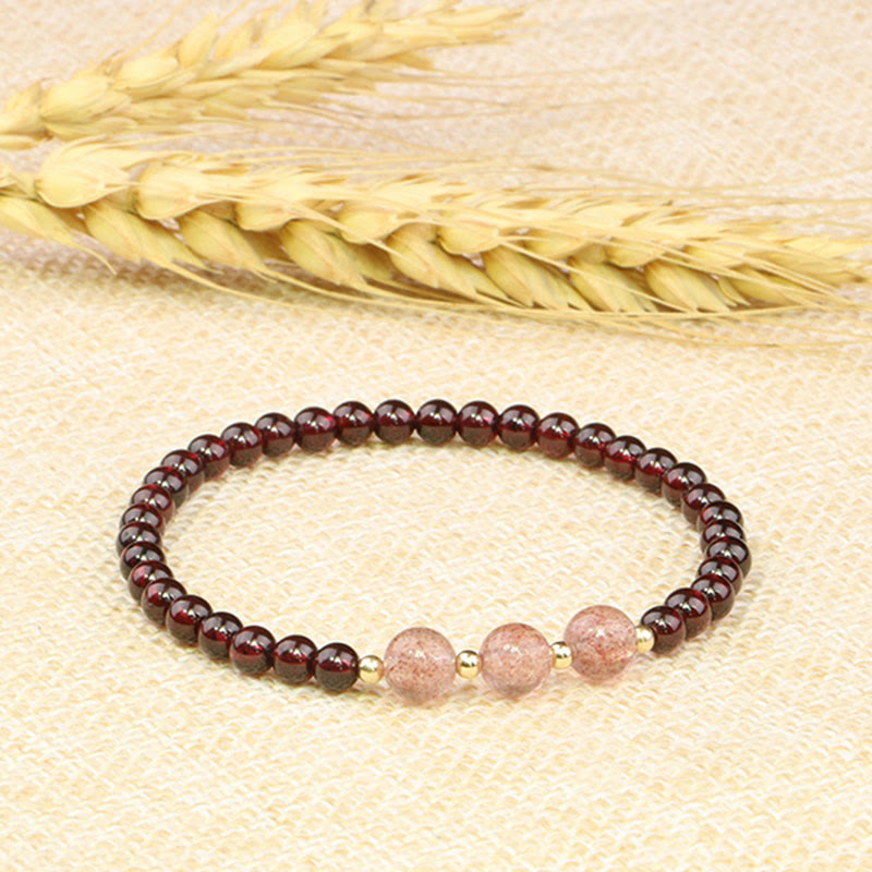 Buddha Stones Natural Garnet Strawberry Quartz Calm Bracelet - image 7